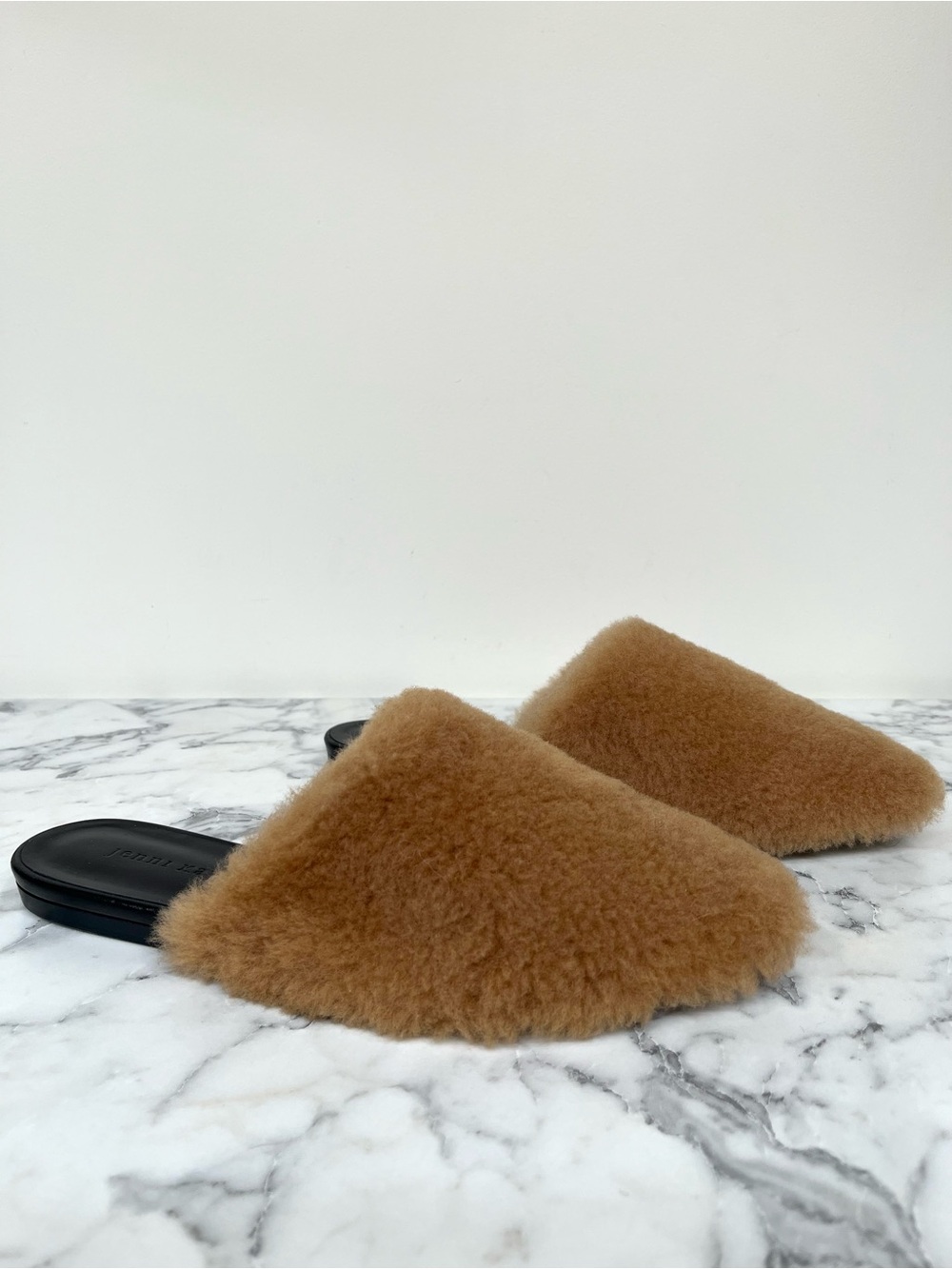 Jenni Kayne Shearling Mules Camel Brown Tan Size 37 US 7